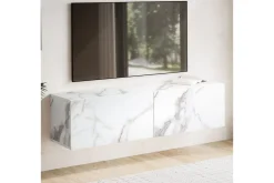 Lavbord Wohnling Foliert oppheng med klaffdør Moderne Marmor, Hvit, 120 cm