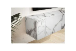 Lavbord Wohnling Foliert oppheng med klaffdør Moderne Marmor, Hvit, 120 cm