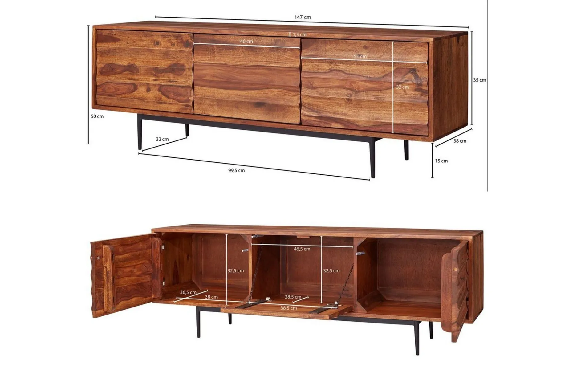 Lavbord Wohnling Heltre med oppbevaring 3 dører landlig stil