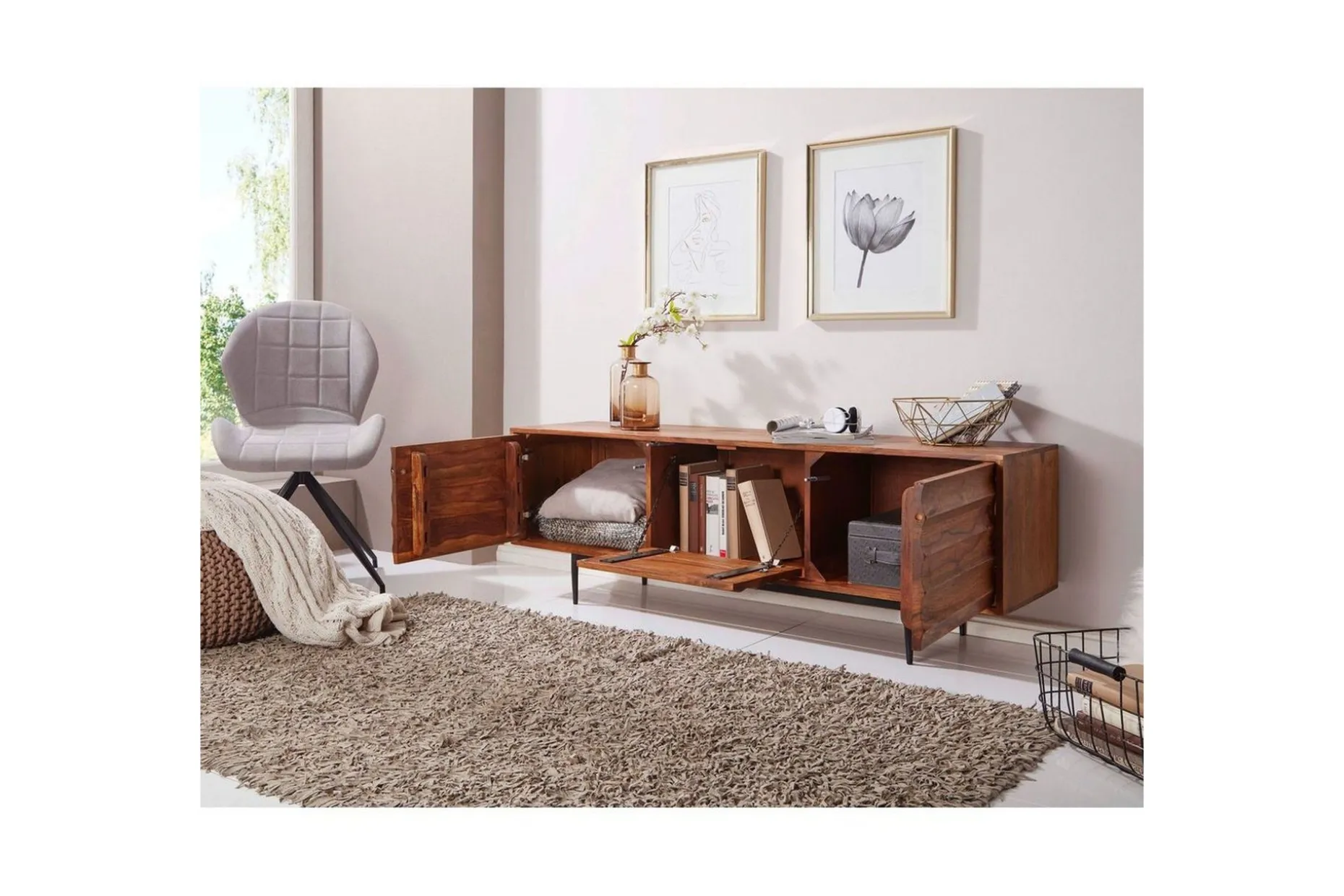 Lavbord Wohnling Heltre med oppbevaring 3 dører landlig stil