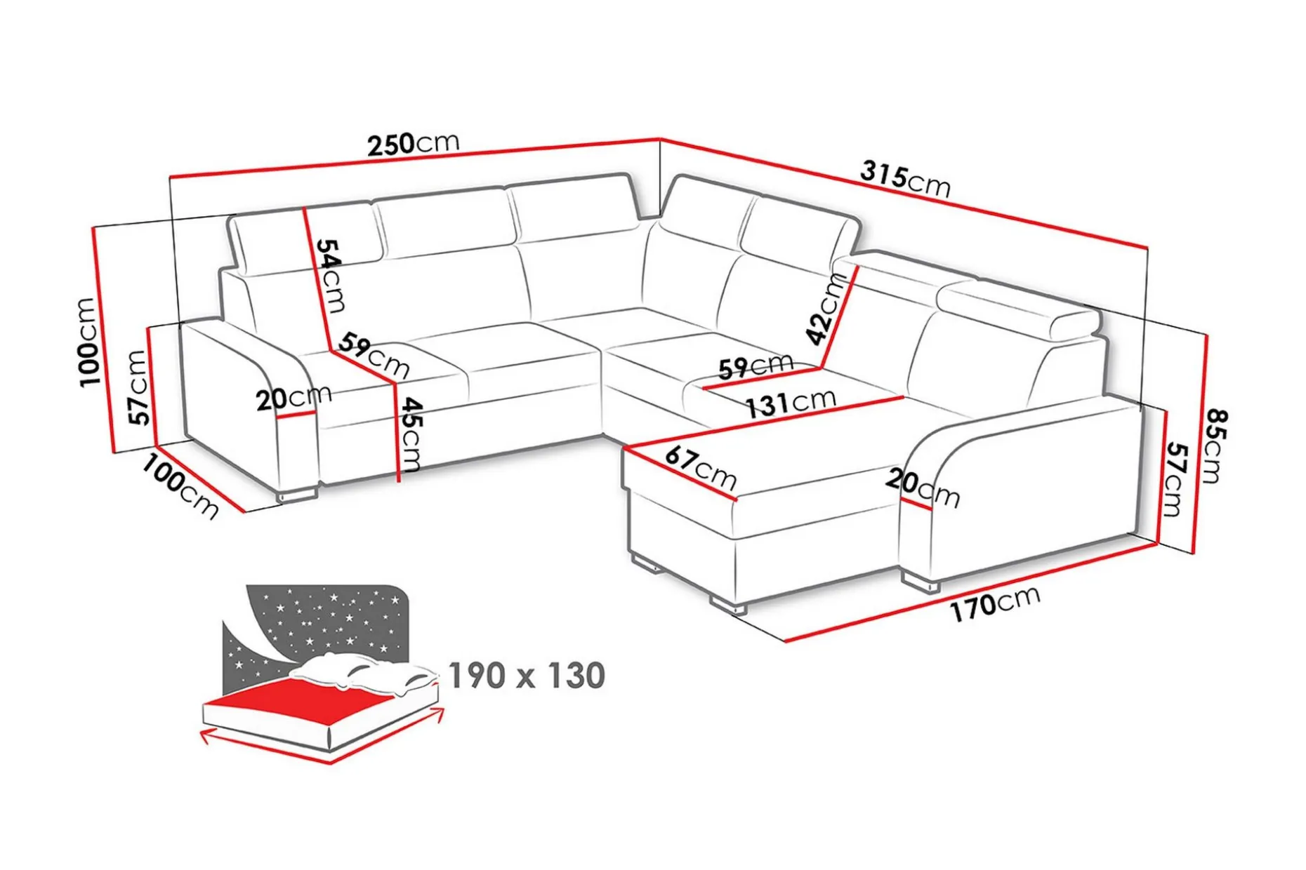 Lavona Bæddesofa hjørnesofa Large