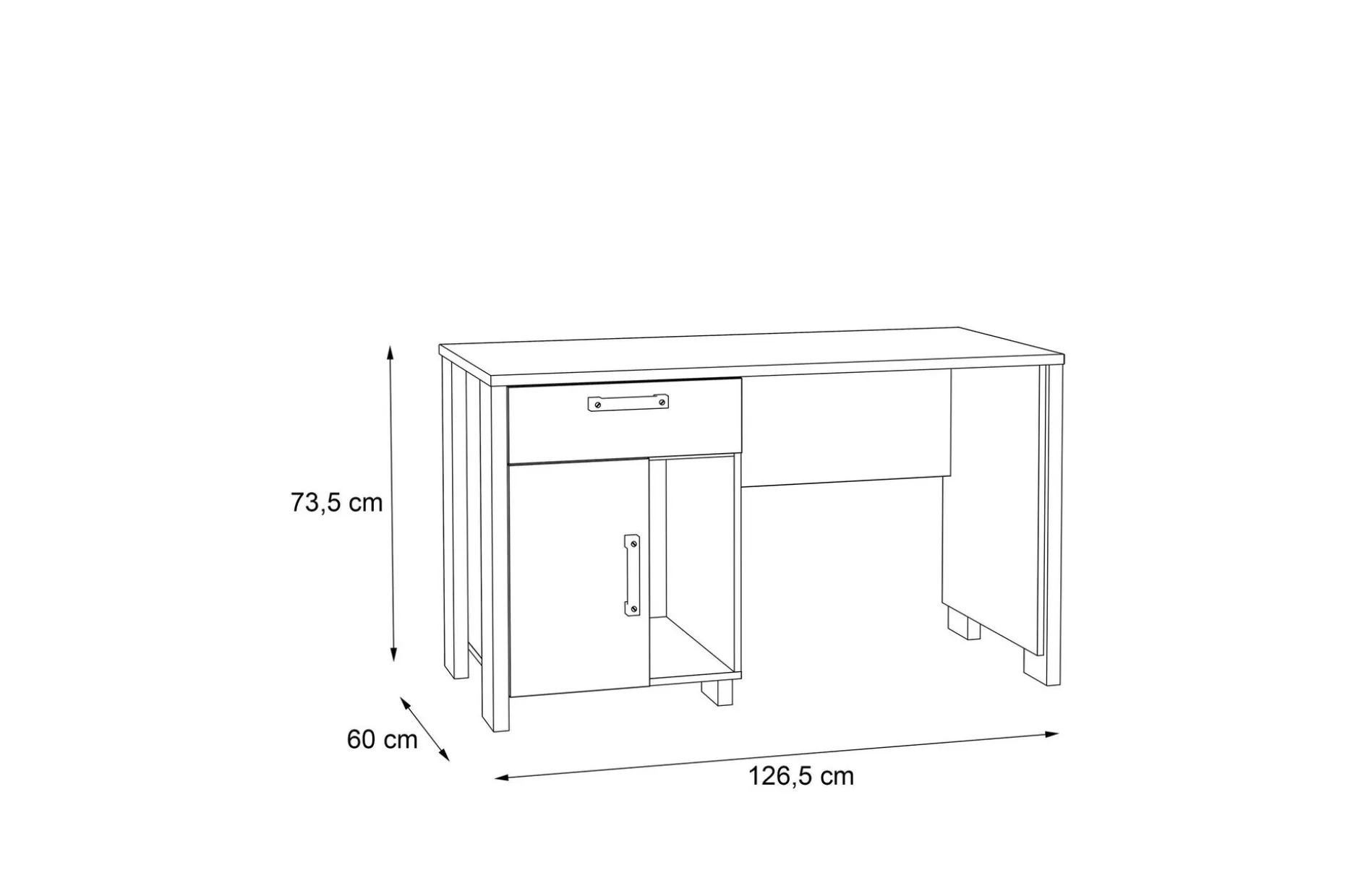 Lazarius Skrivebord 155 cm med Oppbevaring Skap + Skuff + Hy