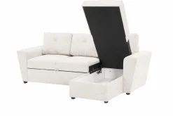 Leia 3-seters vendbar sovesofa med sjeselong og oppbevaring