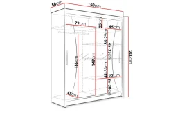 Leila Garderobe 150 cm Skyvedører Buet Speil