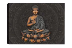 Lerretsbilde - Buddha i meditasjonsposisjon på en lotusblomst