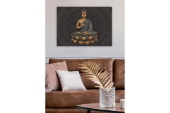 Lerretsbilde - Buddha i meditasjonsposisjon på en lotusblomst