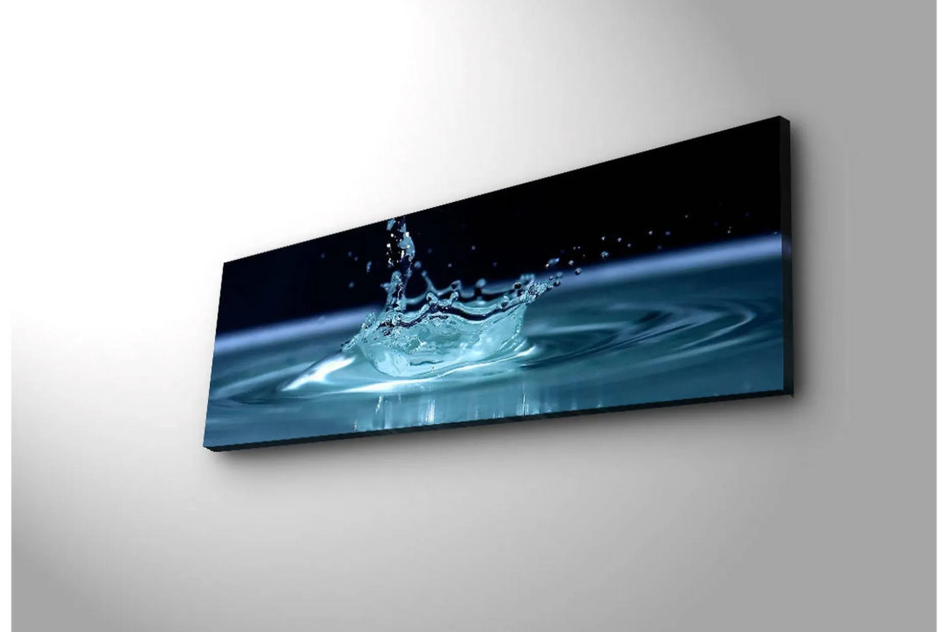 Lerretsbilde med LED-belysning 30x90 cm - Vannsprut som skaper en elegant krusning på overflaten
