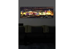 Lerretsbilde med LED-belysning 30x90 cm - Lys utsikt over Las Vegas skyline om natten