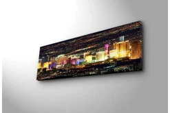 Lerretsbilde med LED-belysning 30x90 cm - Lys utsikt over Las Vegas skyline om natten