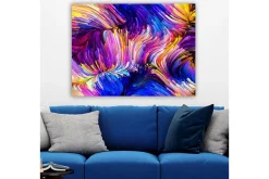 Lerretsbilde 70x100 cm - Abstrakt fargerik komposisjon med feiende linjer og former