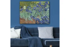 Lerretsbilde 70x100 cm - Fargerik samling av irisblomster i forskjellige blånyanser