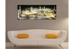 Lerretsbilde 80x30 cm - Storslått utsikt over det hellige stedet i Mekka i nattlys