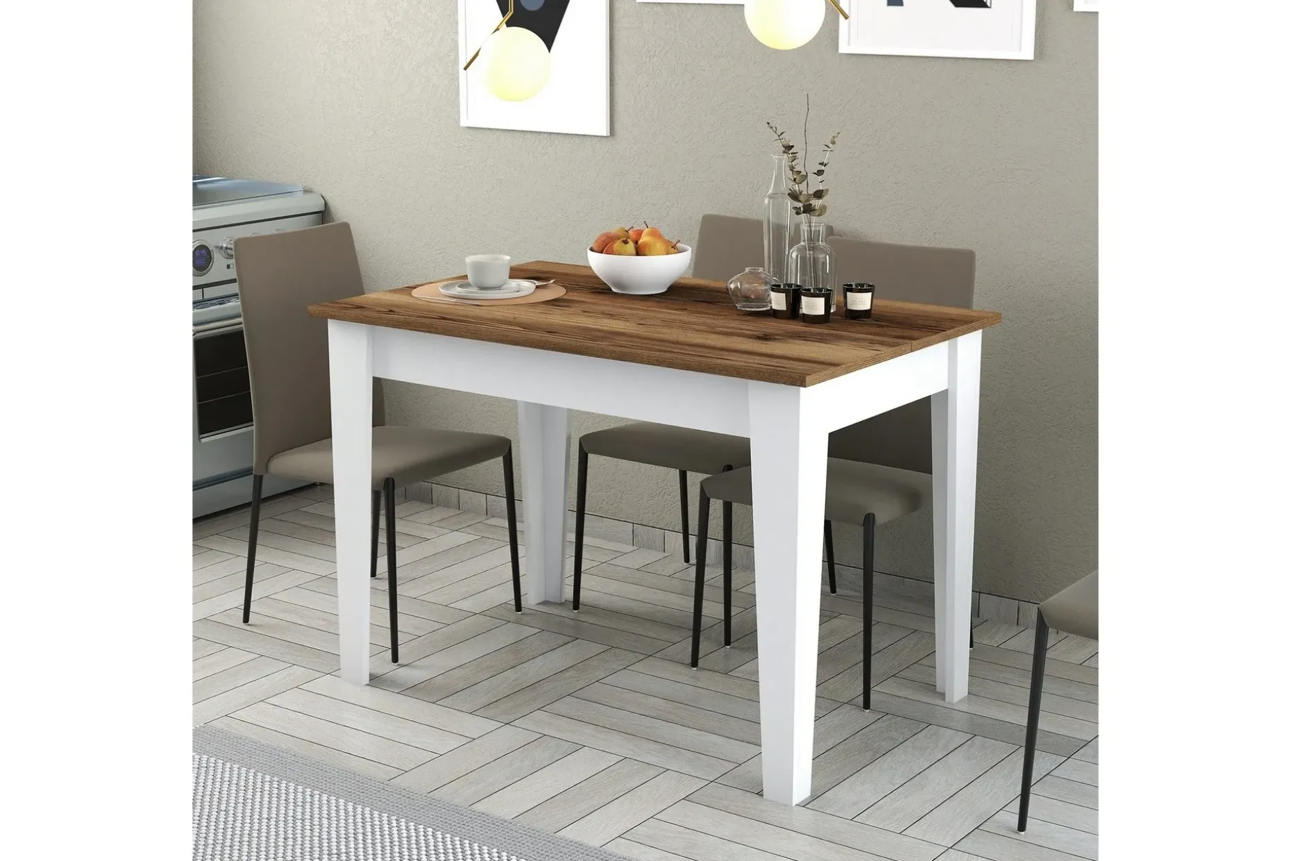 Levents Spisebord 110x72 cm Brun/Hvit