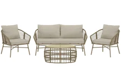 Lipari sofagruppe 2-seters sofa + 2 lenestoler med bord utendørs