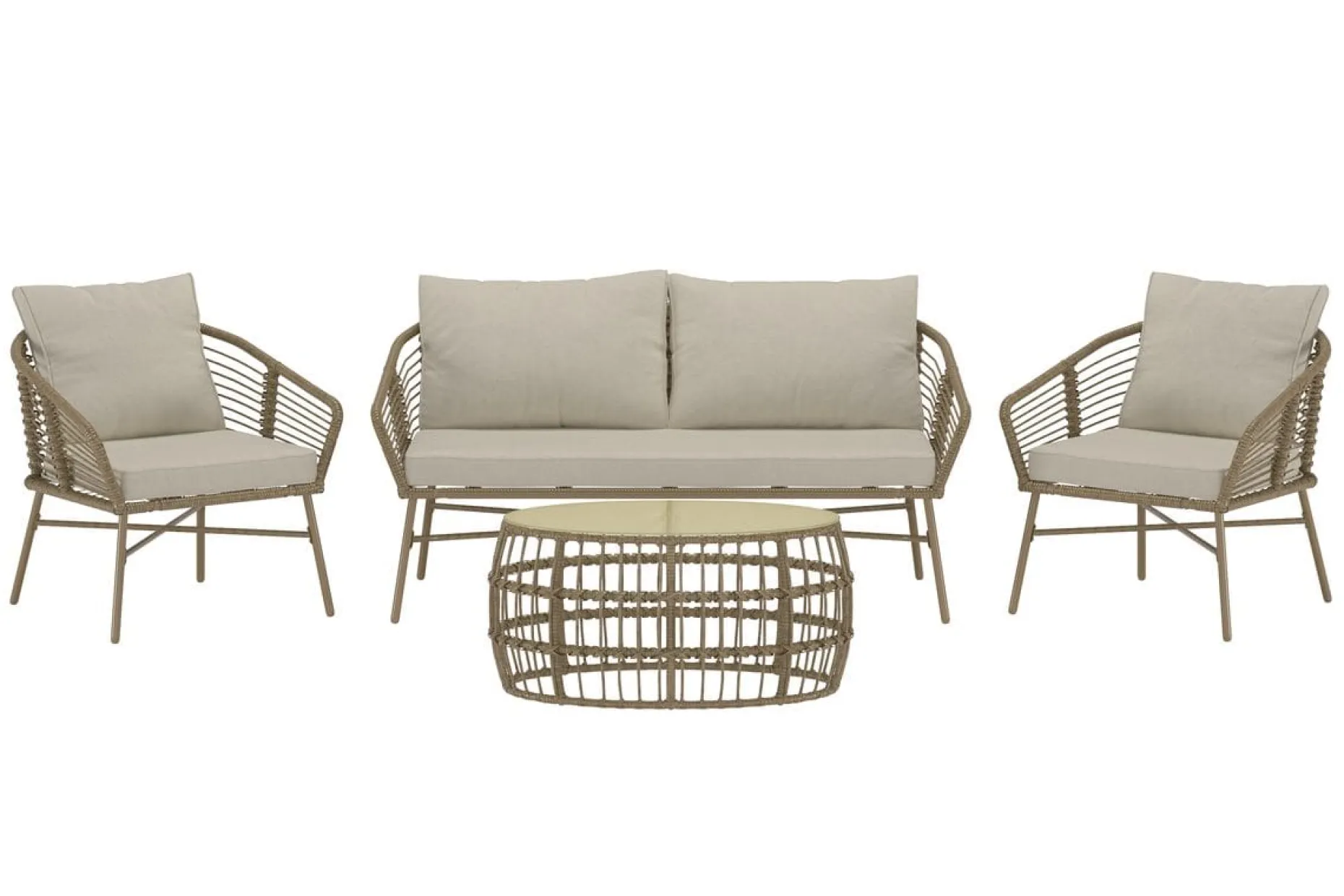 Lipari sofagruppe 2-seters sofa + 2 lenestoler med bord utendørs