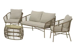 Lipari sofagruppe 2-seters sofa + 2 lenestoler med bord utendørs