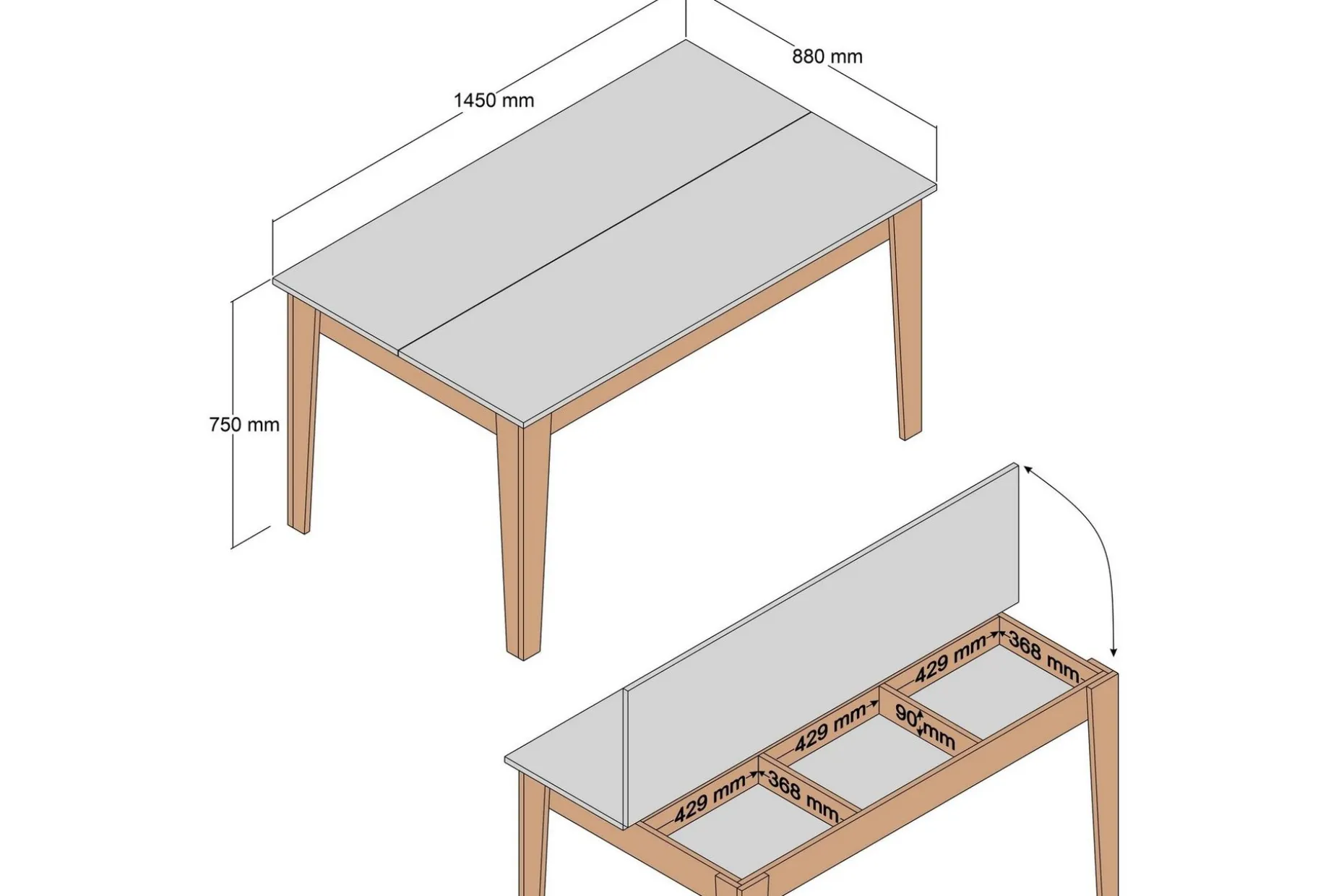 Lissione Spisebord 145x88 cm Brun/Hvit