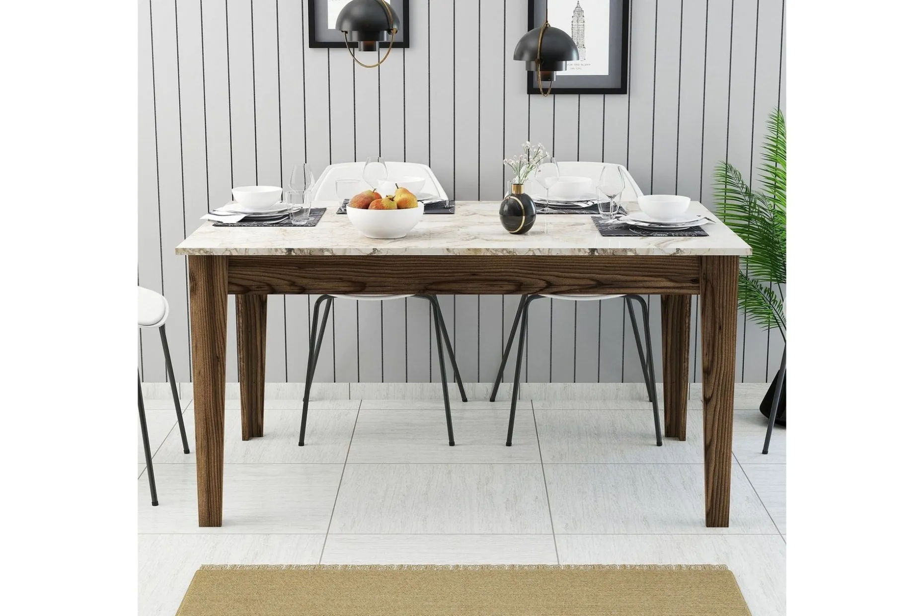 Lissione Spisebord 145x88 cm Brun/Hvit
