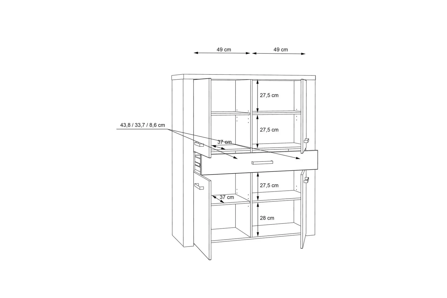 Loannia Highboard 42x117 cm
