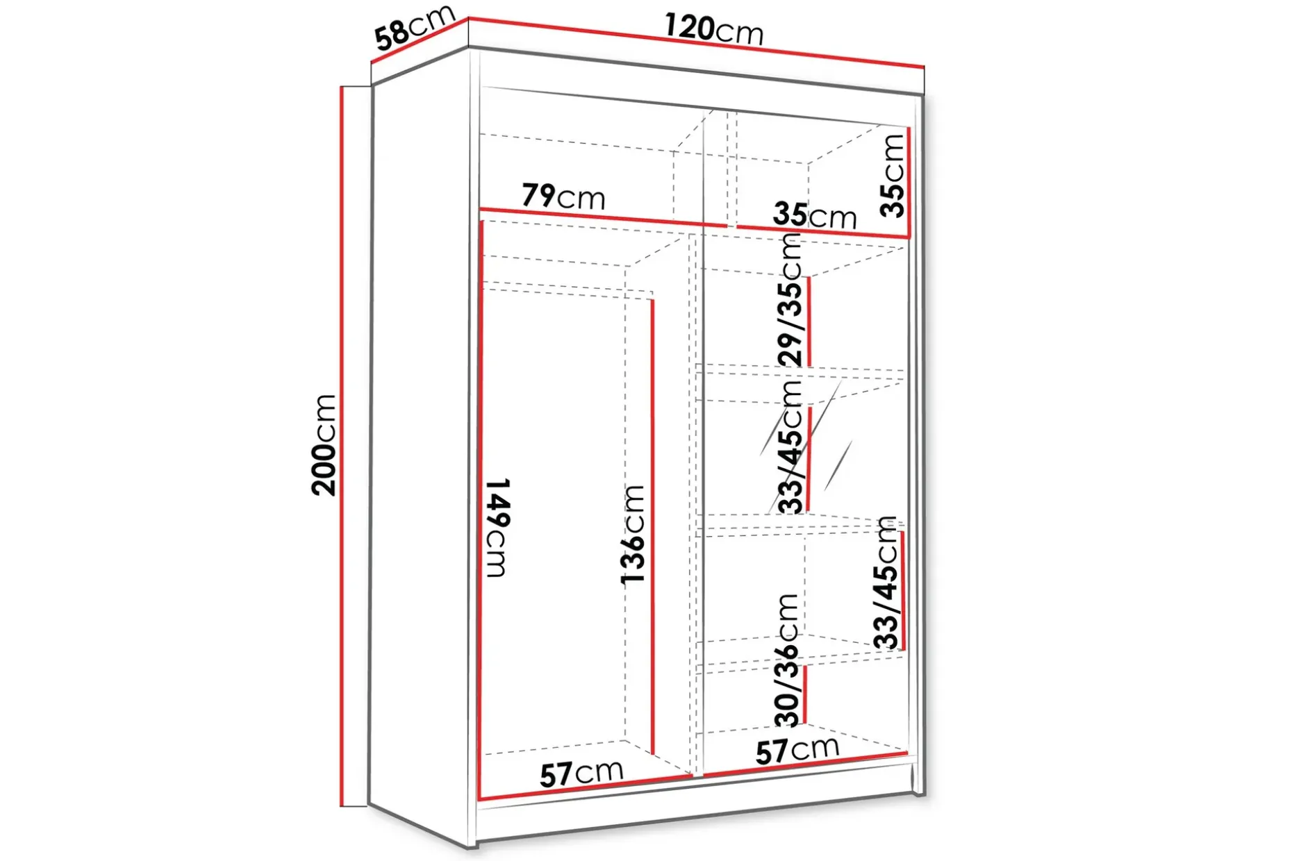 Lungos Garderobe med Speil 120x200 cm