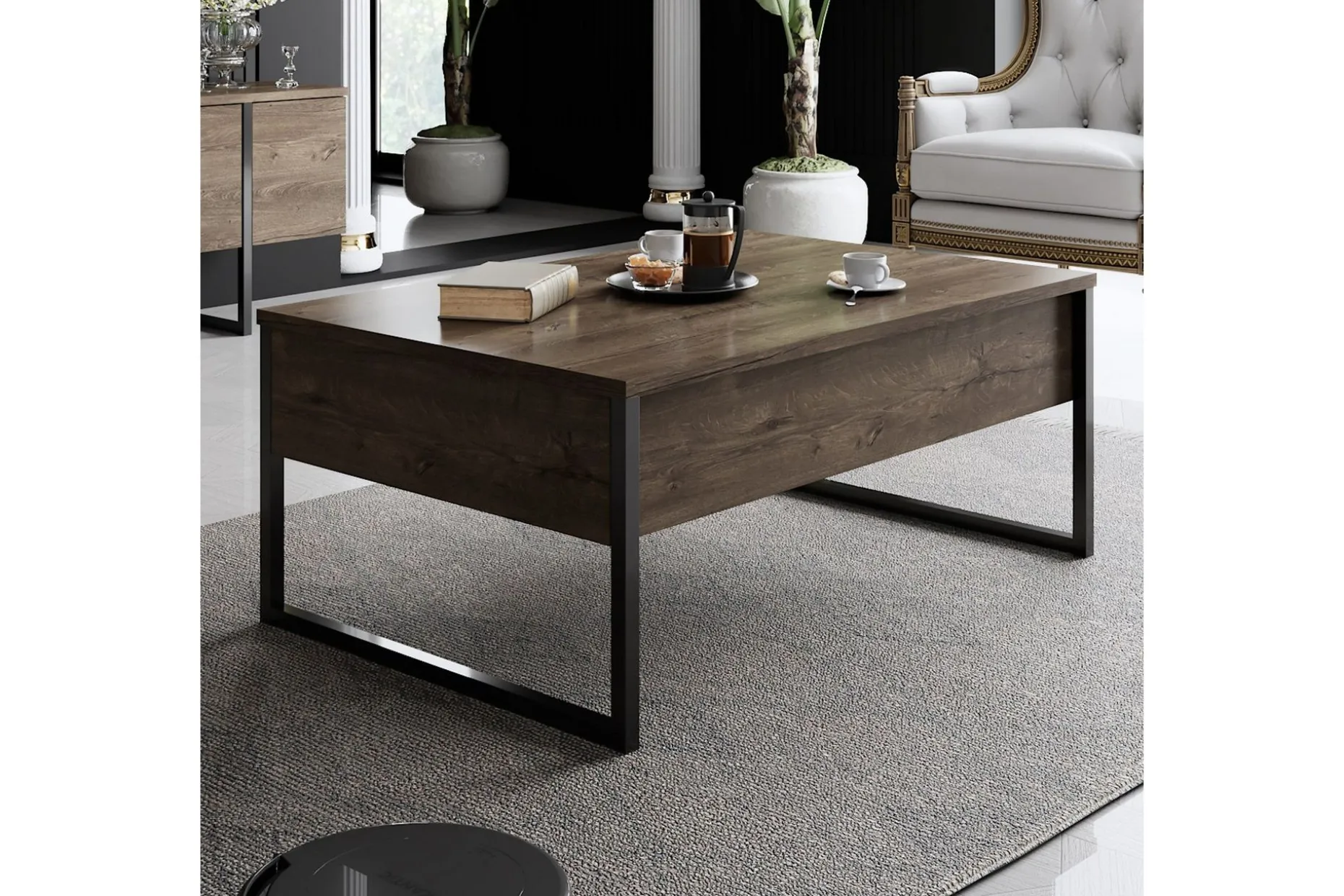 Luxe Soffbord 90x40 cm Brun/Svart