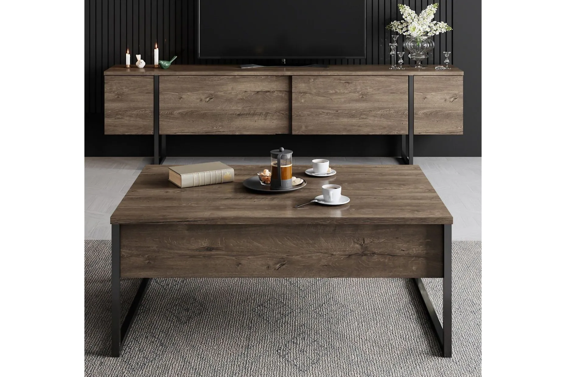 Luxe Soffbord 90x40 cm Brun/Svart