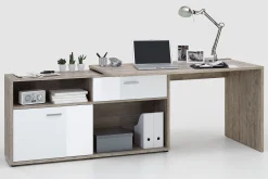 Mamoru Hjørneskrivebord Sandeik/Hvit