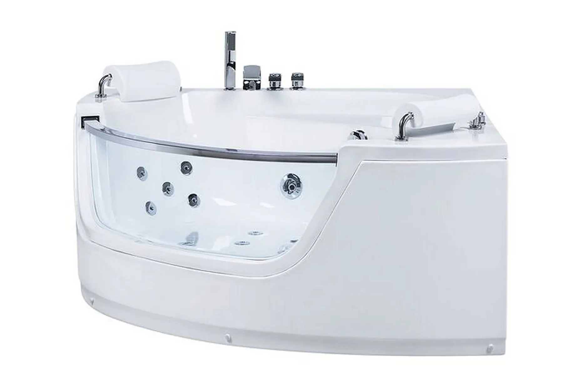 Mangle Hjørneboblebadekar 150 cm med LED-belysning