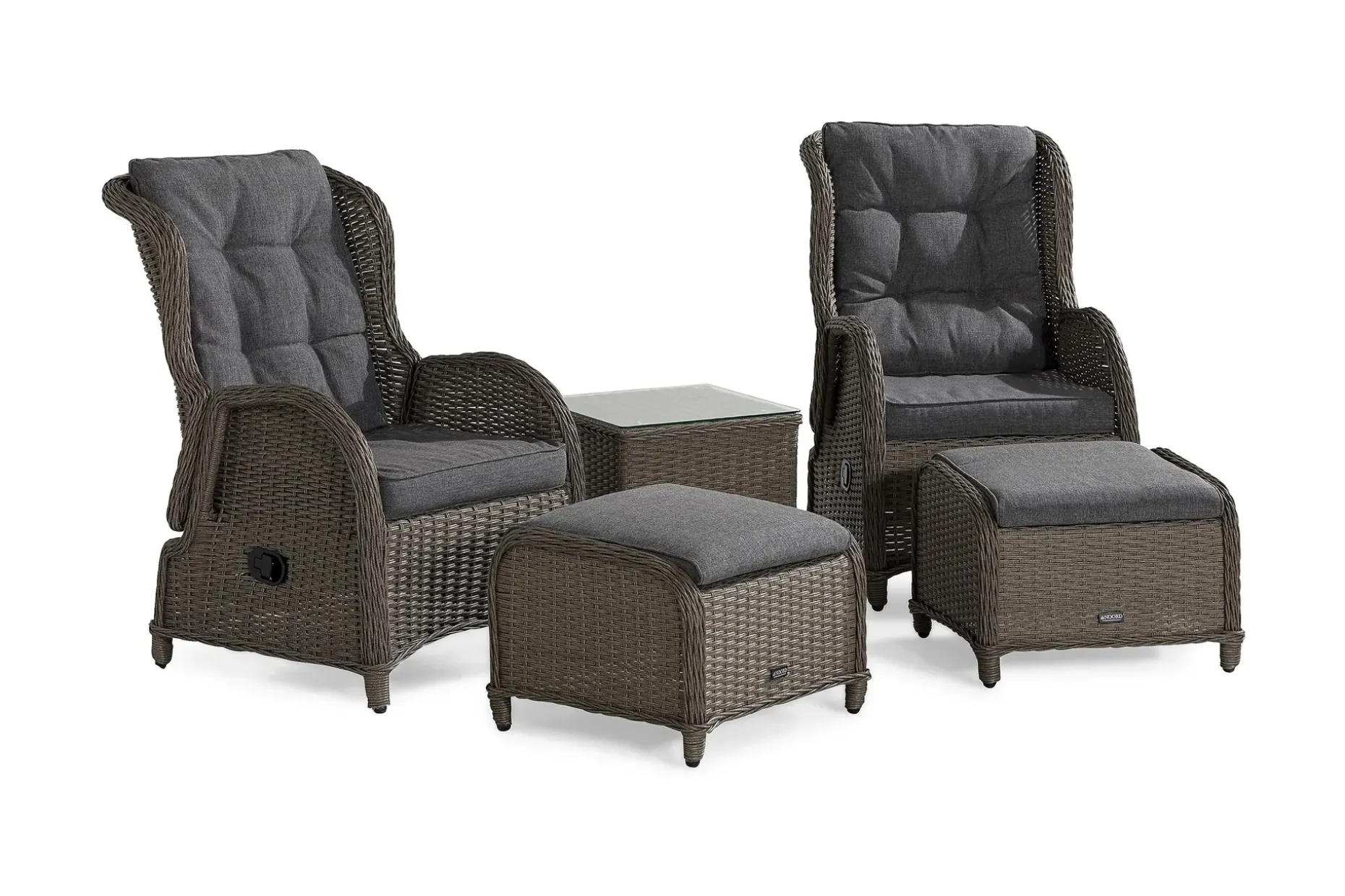 Marcus Cafésett med 2 Reclinerlenestoler m Pute