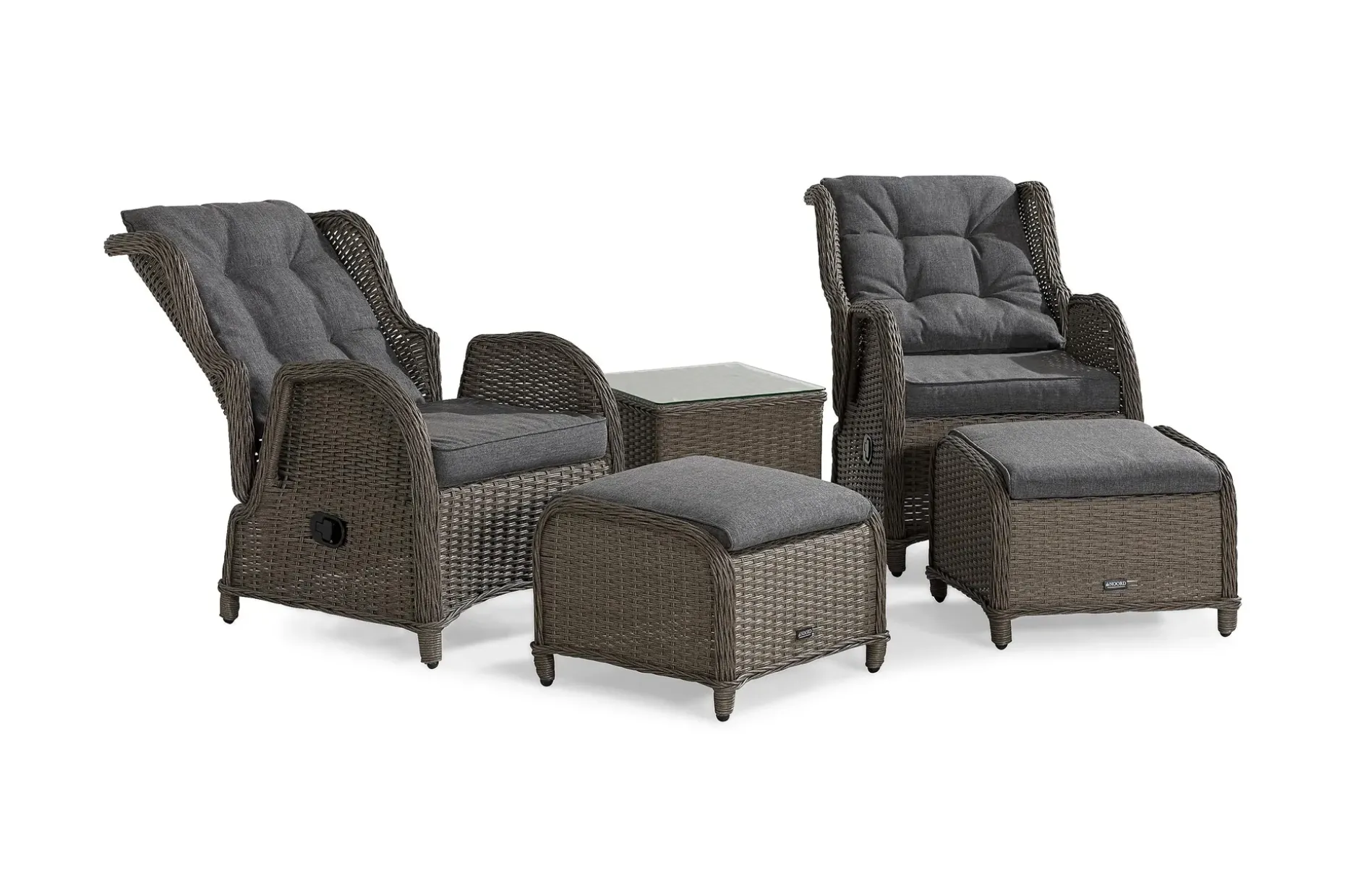 Marcus Cafésett med 2 Reclinerlenestoler m Pute