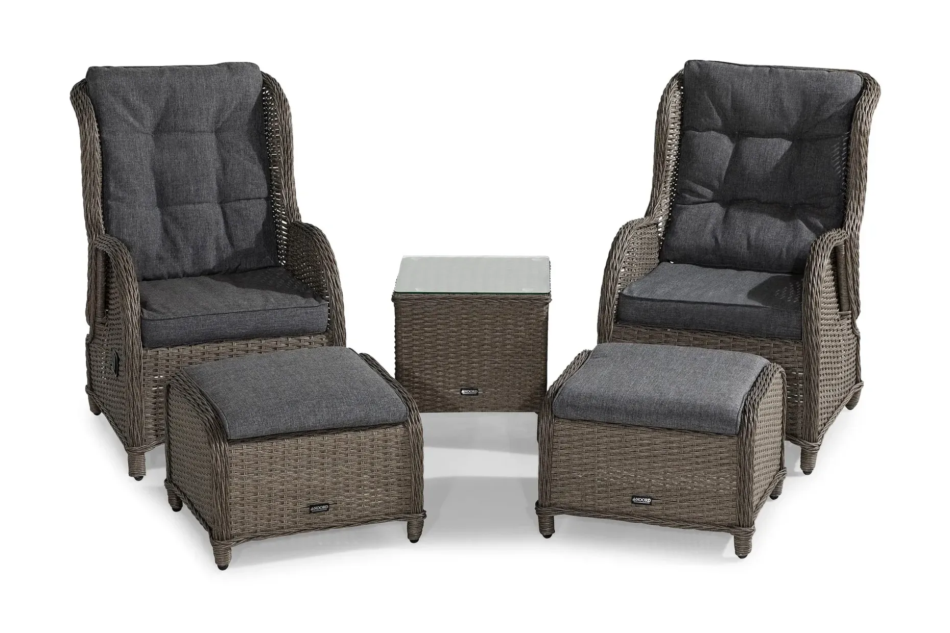 Marcus Cafésett med 2 Reclinerlenestoler m Pute