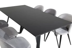 Marina Spisegruppe 180 cm Rektangulær med 6 Velvet Stoler