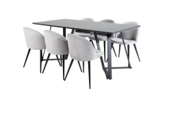 Marina Spisegruppe 180 cm Rektangulær med 6 Velvet Stoler