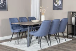 Marina Spisegruppe 180 cm Rektangulær med 6 Velvet Stoler