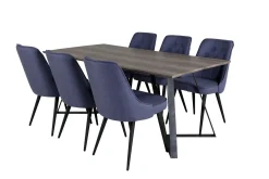 Marina Spisegruppe 180 cm Rektangulær med 6 Velvet Stoler
