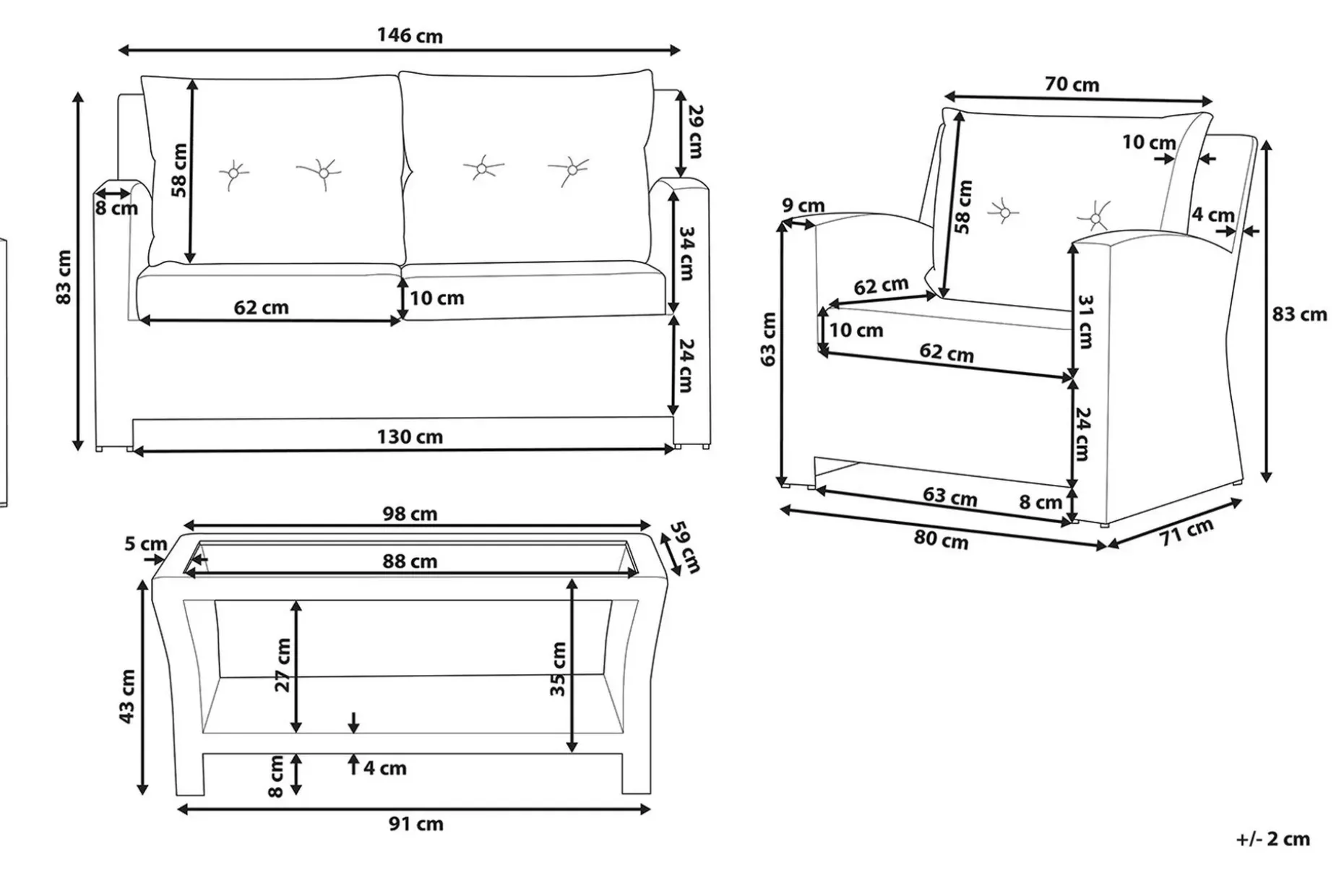 Marino Loungegruppe 146 cm