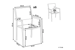 Matstol Beliani Grosseto set om 6 Sandbeige/silver/ljust trä Black||Silver