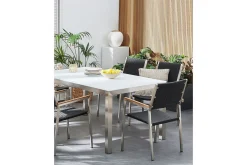 Matstol Beliani Grosseto set om 6 Sandbeige/silver/ljust trä Black||Silver