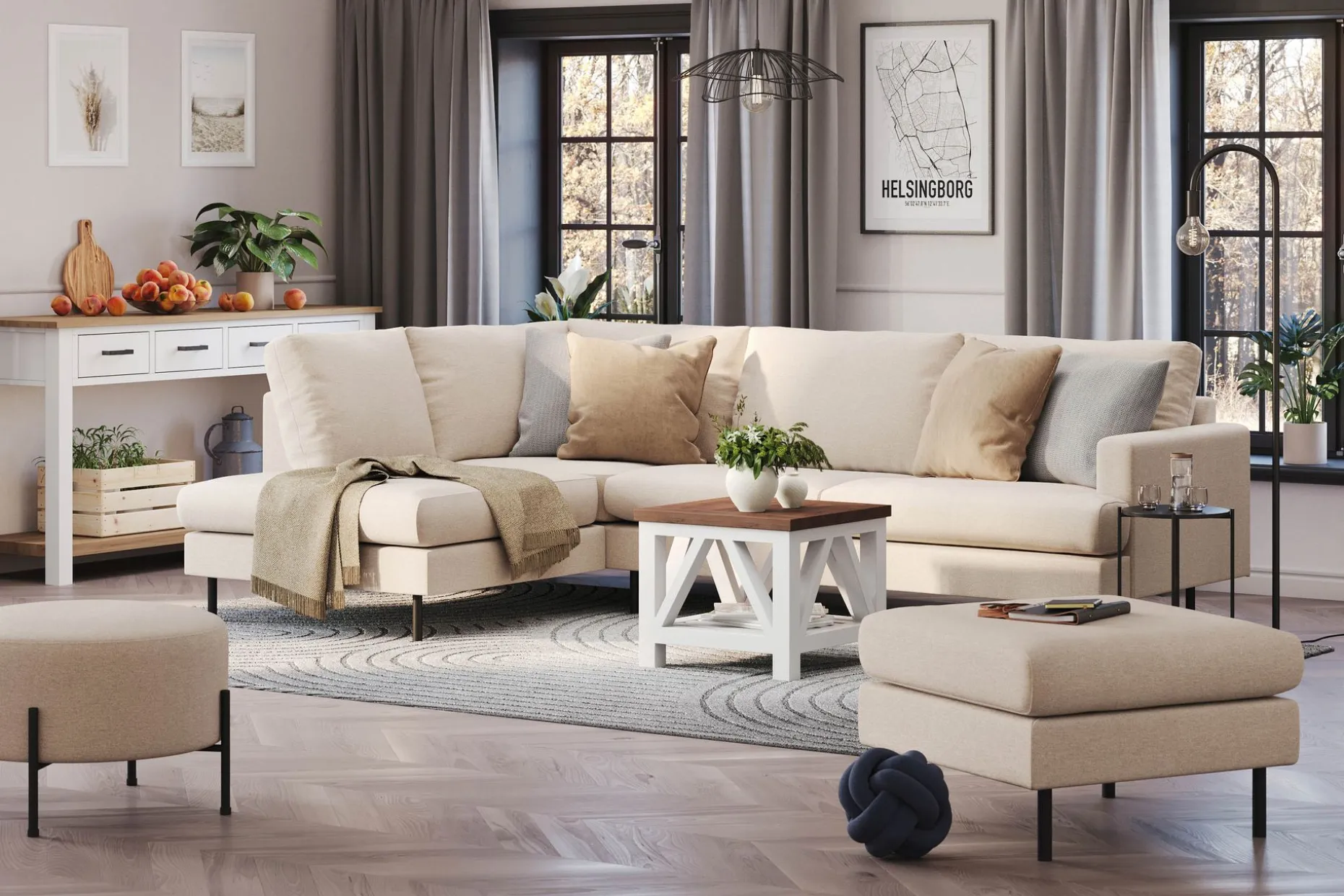 Menard Compact 4-seters Venstrevendt L-formet Sjeselongsofa i Stoff