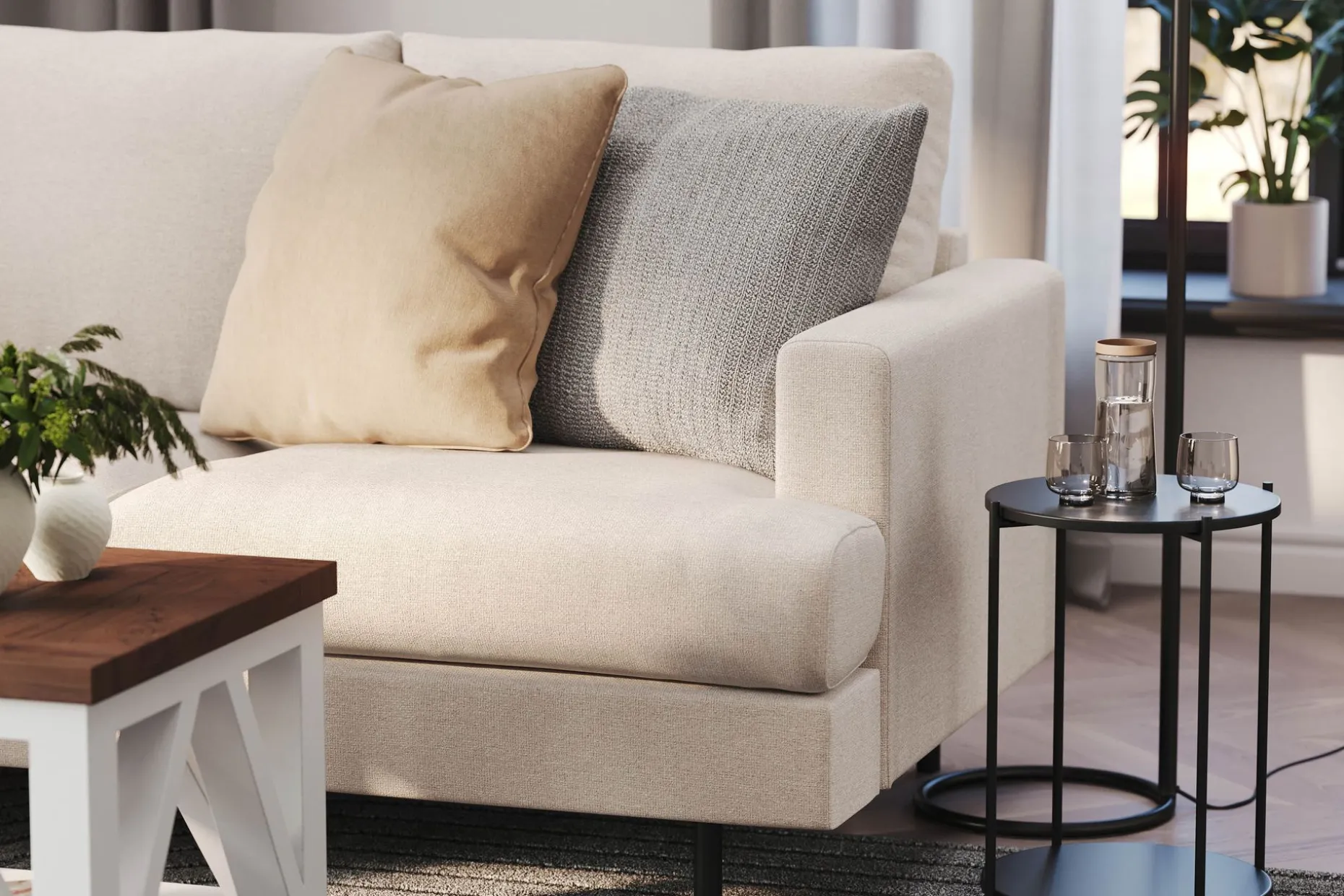 Menard Compact 4-seters Venstrevendt L-formet Sjeselongsofa i Stoff
