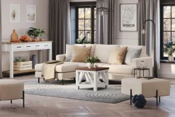 Menard Compact 3-seters Venstrevendt L-formet Divansofa i Stoff