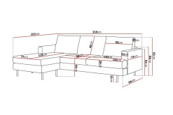 Menard Compact 3-seters Venstrevendt L-formet Divansofa i Stoff