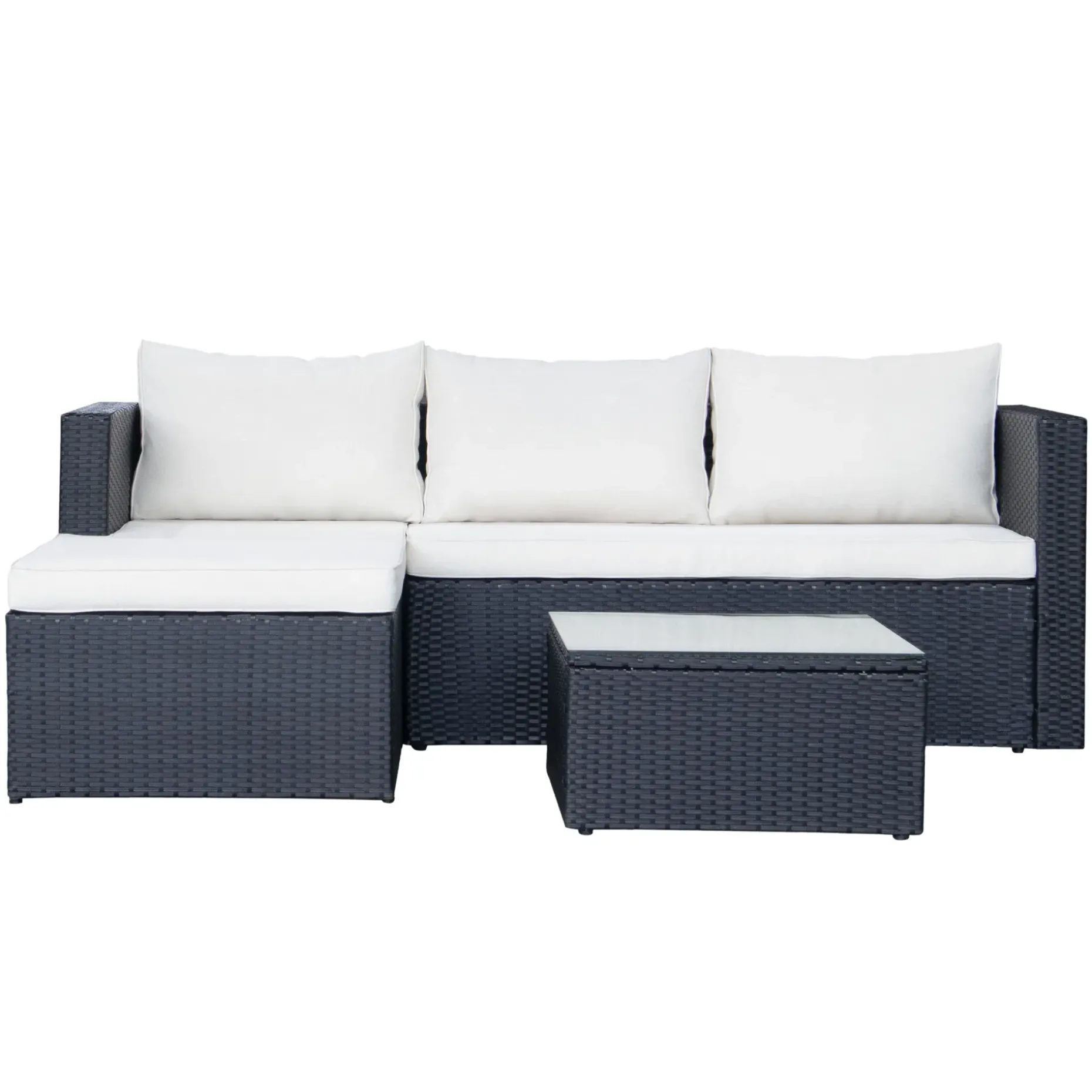Mendoza l-formet 4-seters sofagruppe i kunstrotting for altan og terrasse