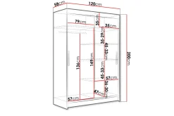 Miami Garderobe 120x58x200 cm