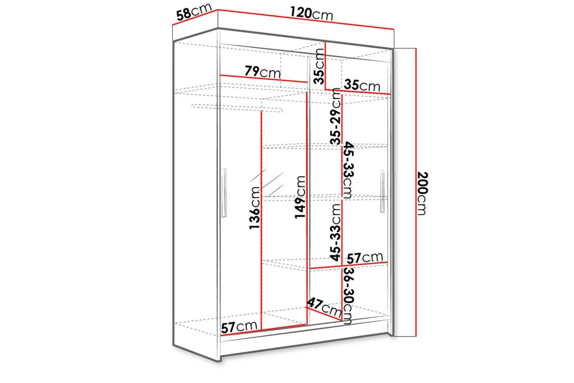 Miami Garderobe 120x58x200 cm