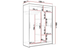 Miami Garderobe 120x58x200 cm
