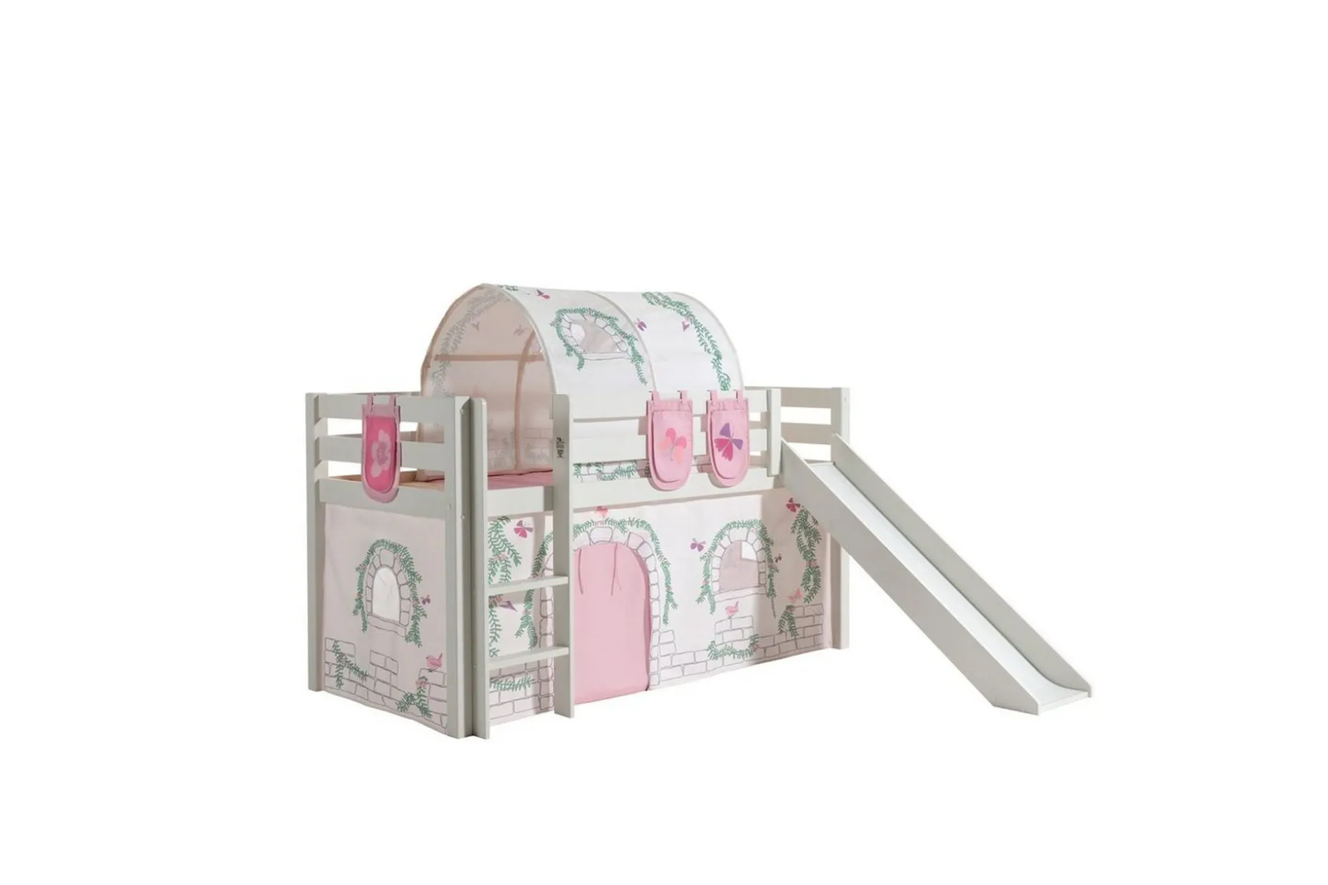 Middelseng med gardin Pino Birdy Hvit, Hvit, Med sklie, Birdy, 3