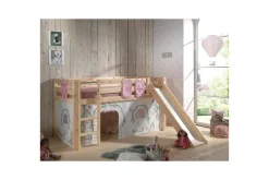 Middelseng med gardin Pino Birdy Naturlig, Naturlig, Med sklie, Uten tunnel, 3