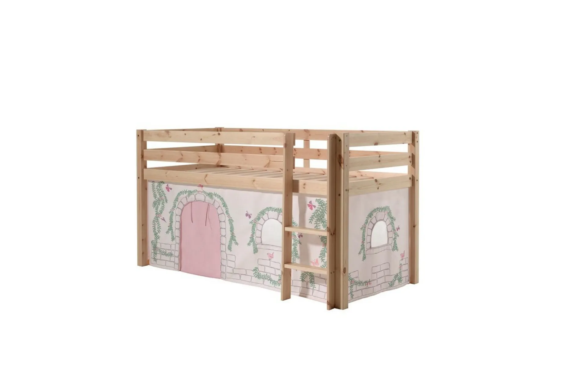 Middelseng med gardin Pino Birdy Naturlig, Naturlig, Uten sklie, Uten tunnel, Ingen lommer