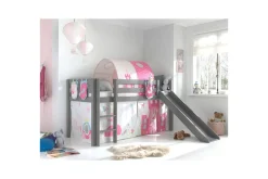 Middelseng med gardin Pino Princess Grå, Grå, Med sklie, Prinsesse, 3